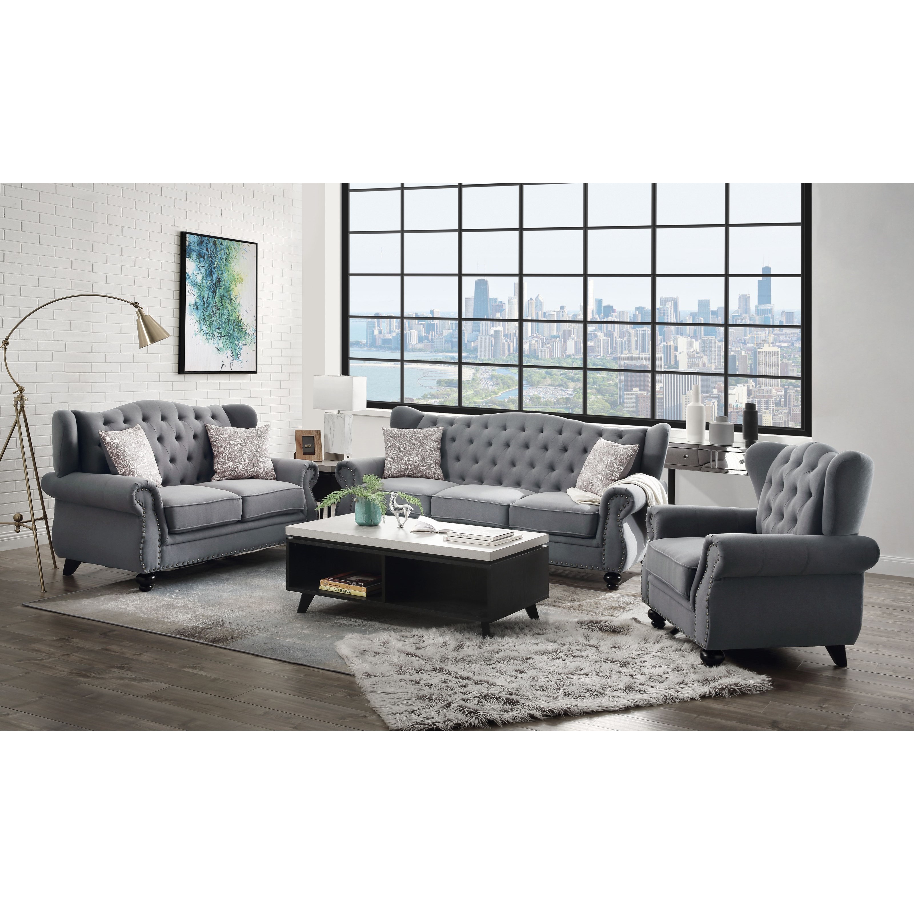 Brighton grey store glider console loveseat